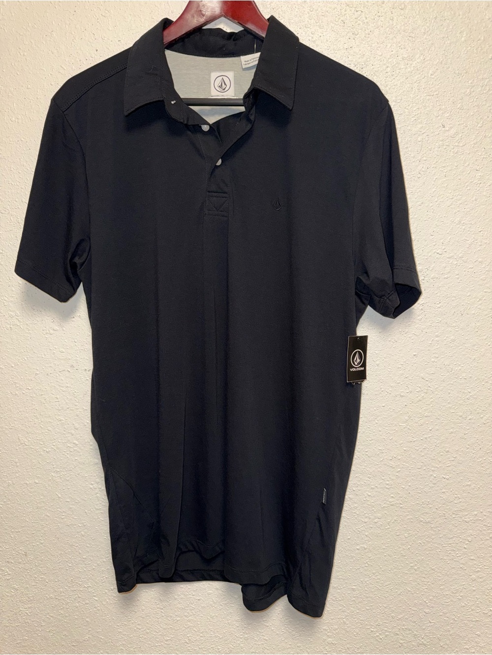 Volcom Men's Black Short-Sleeve Polo Shirt with Logo